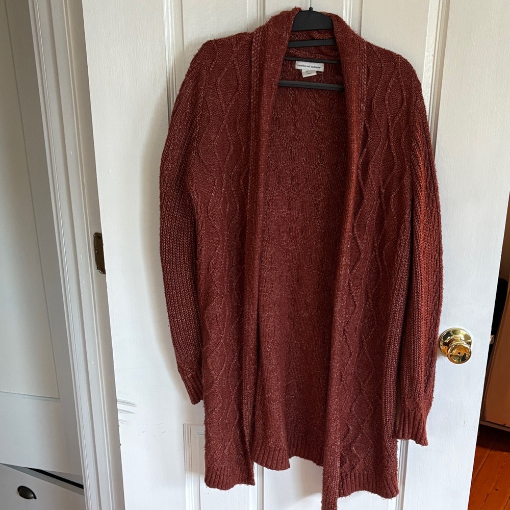 cupcakes & cashmere Brick Red Cardigan